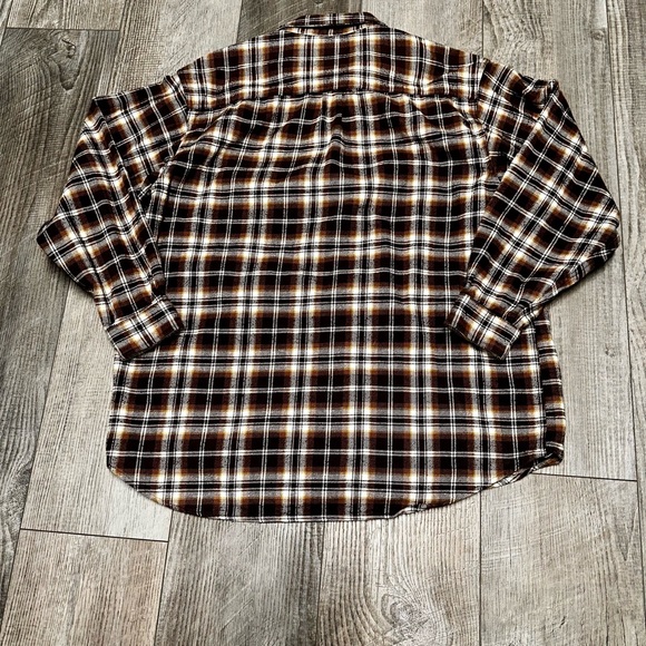 Vintage Field and Stream thick flannel plaid brown button up shirt jacket 2X - Picture 4 of 4